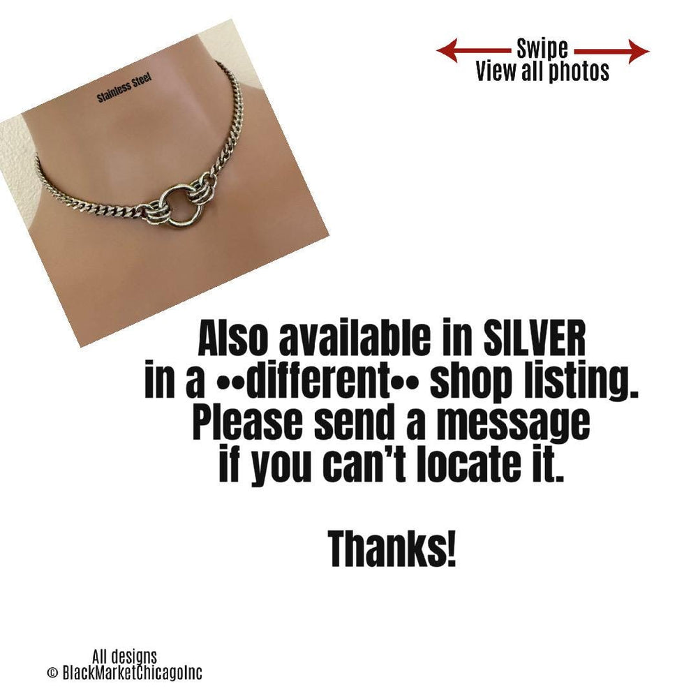 Sub Day Collar, 24-7, Black DAINTY Chain, Stainless Steel