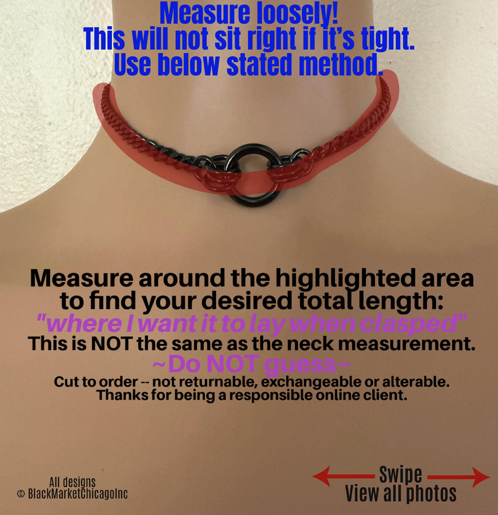 Sub Day Collar, 24-7, Black DAINTY Chain, Stainless Steel