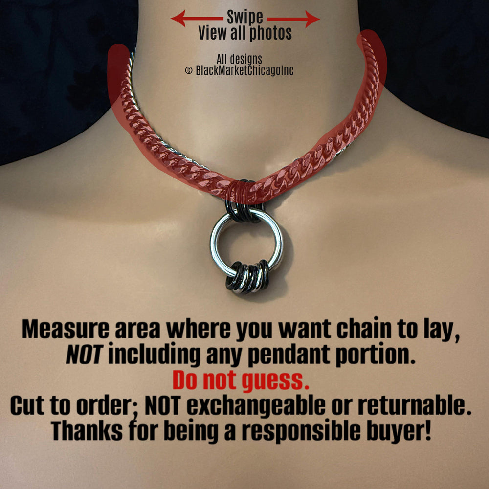 Chunky Chain Day Collar, Silver & Black Stainless Steel, O-Ring 24-7, Waterproof Lockable
