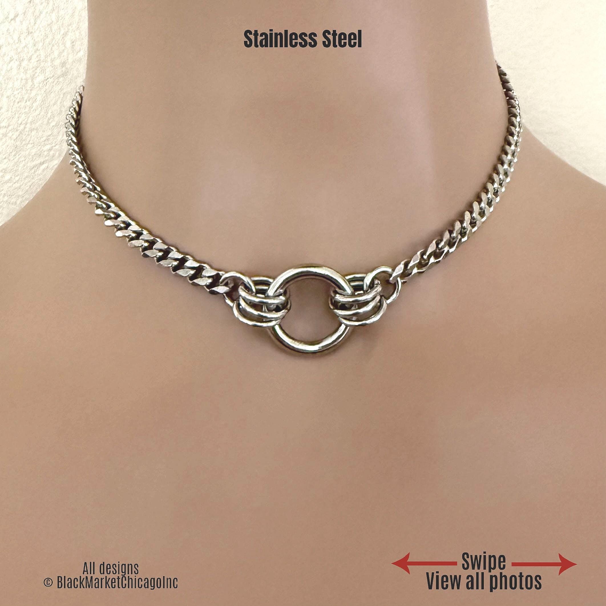 Sub Day Collar, 24-7, Silver DAINTY Chain, Stainless Steel