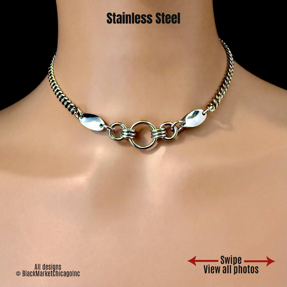 Elegant Day Collar, 24/7, Chic, Waterproof Lockable, Discreet Eternity Rings, All Stainless Steel