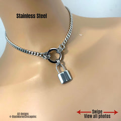 Day Collar, O-Ring & Faux Padlock, 24-7 Wear, Stainless Steel