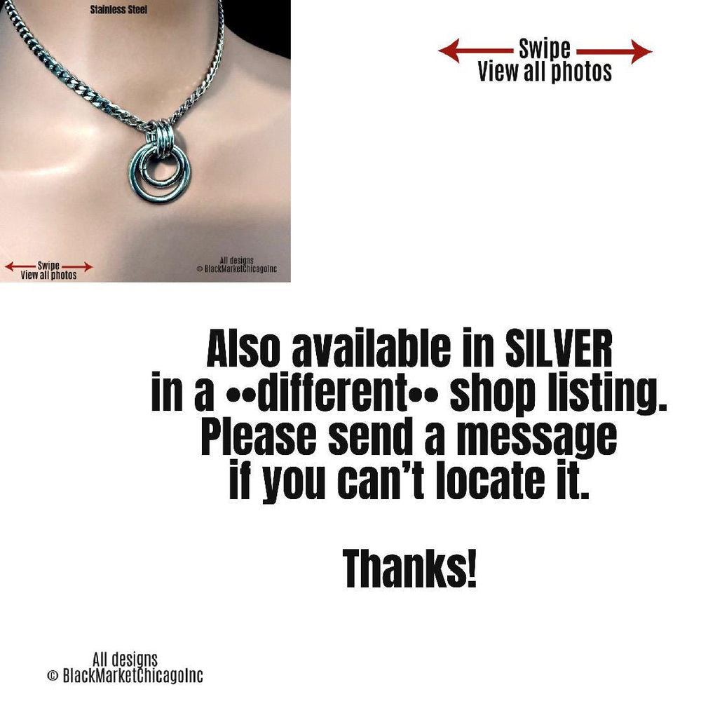 Sub Day Collar, BLACK Stainless Steel, Dual O-Rings 24-7, Curb Chain, Waterproof Lockable