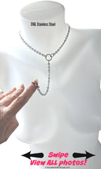 Submissive Day Collar w Chain Lead and Ring, 24/7 Permanent Lock Option, All Stainless Steel