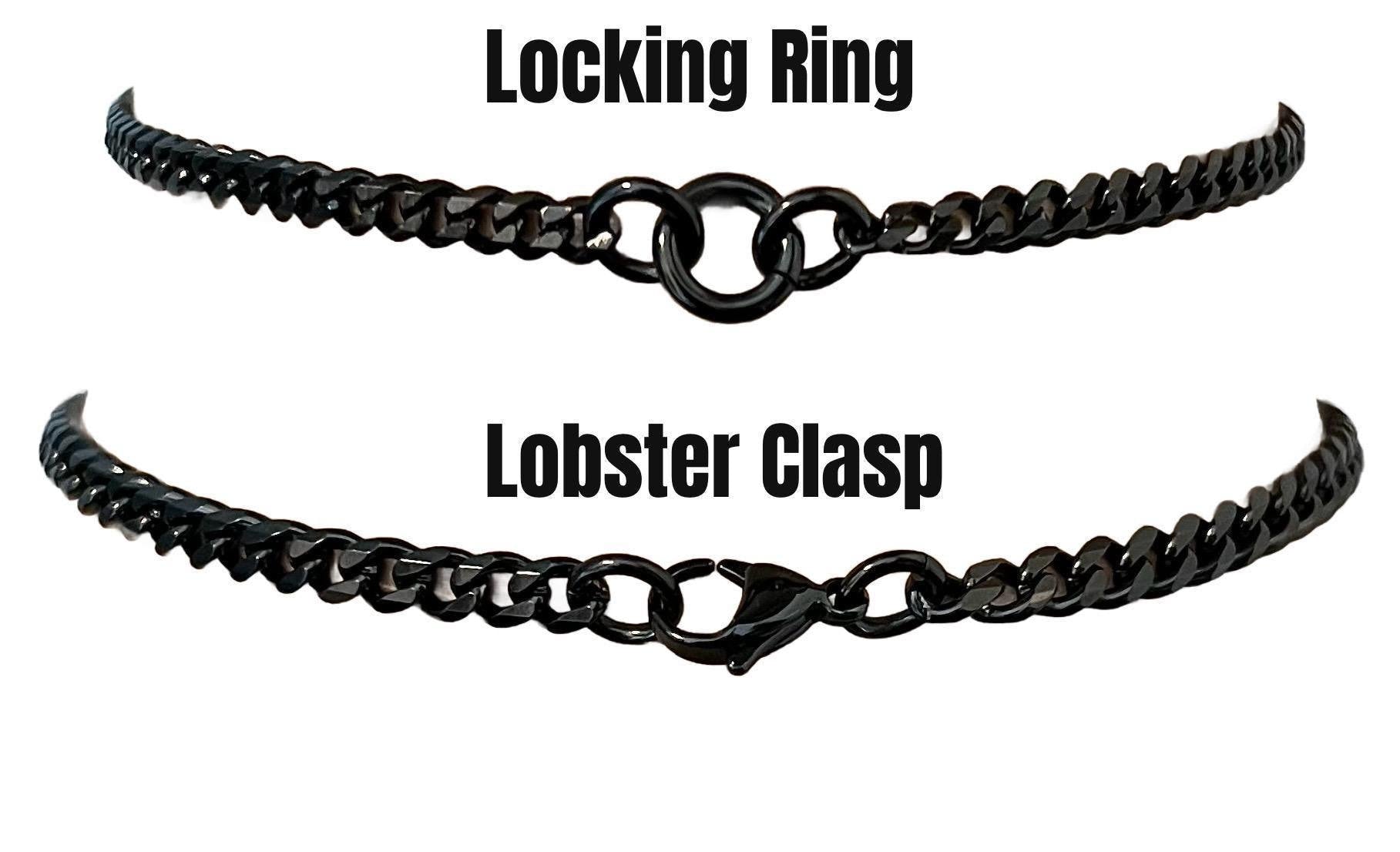 Discreet O-Ring Day Collar Bracelet, Waterproof, 24/7, BLACK Stainless Steel