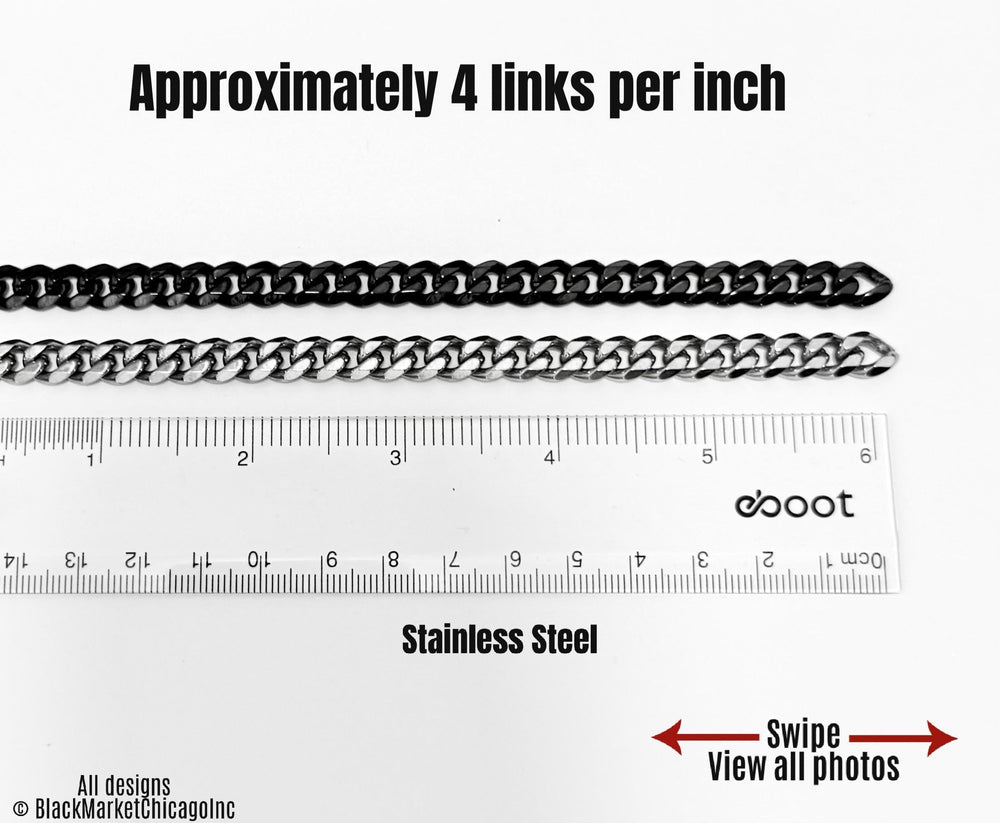 24/7 Day Collar Bracelet, BLACK Stainless Steel, 24/7 Waterproof, Permanent Clasp option