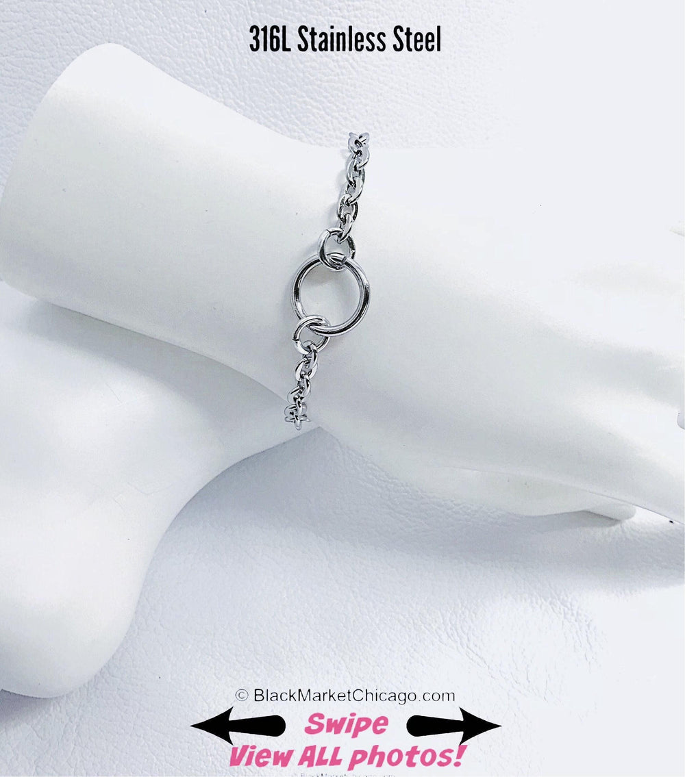 O-Ring Day Collar Bracelet, 24/7 Waterproof Stainless, Locking Option