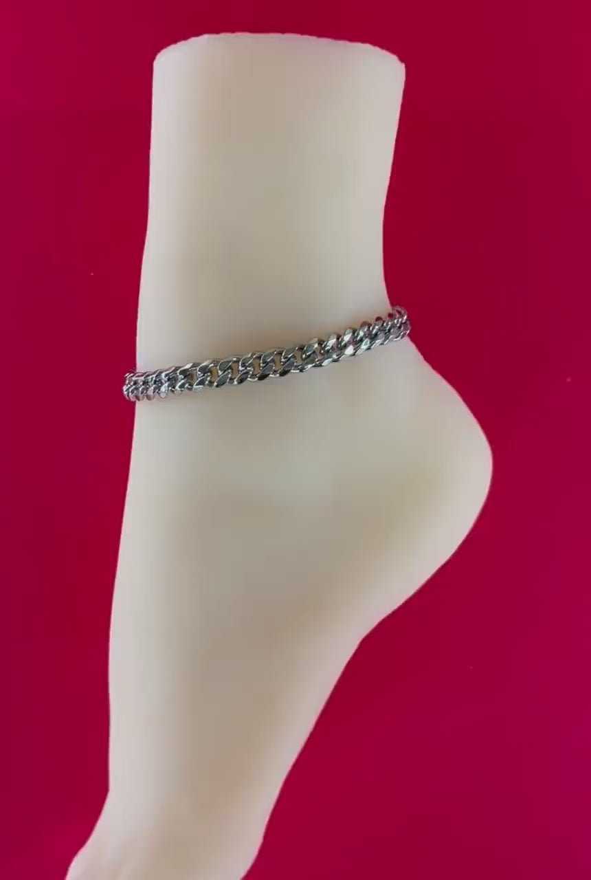 Sub Day Collar Ankle Bracelet, Discreet, Waterproof, Permanent Locking option, SILVER Stainless Steel