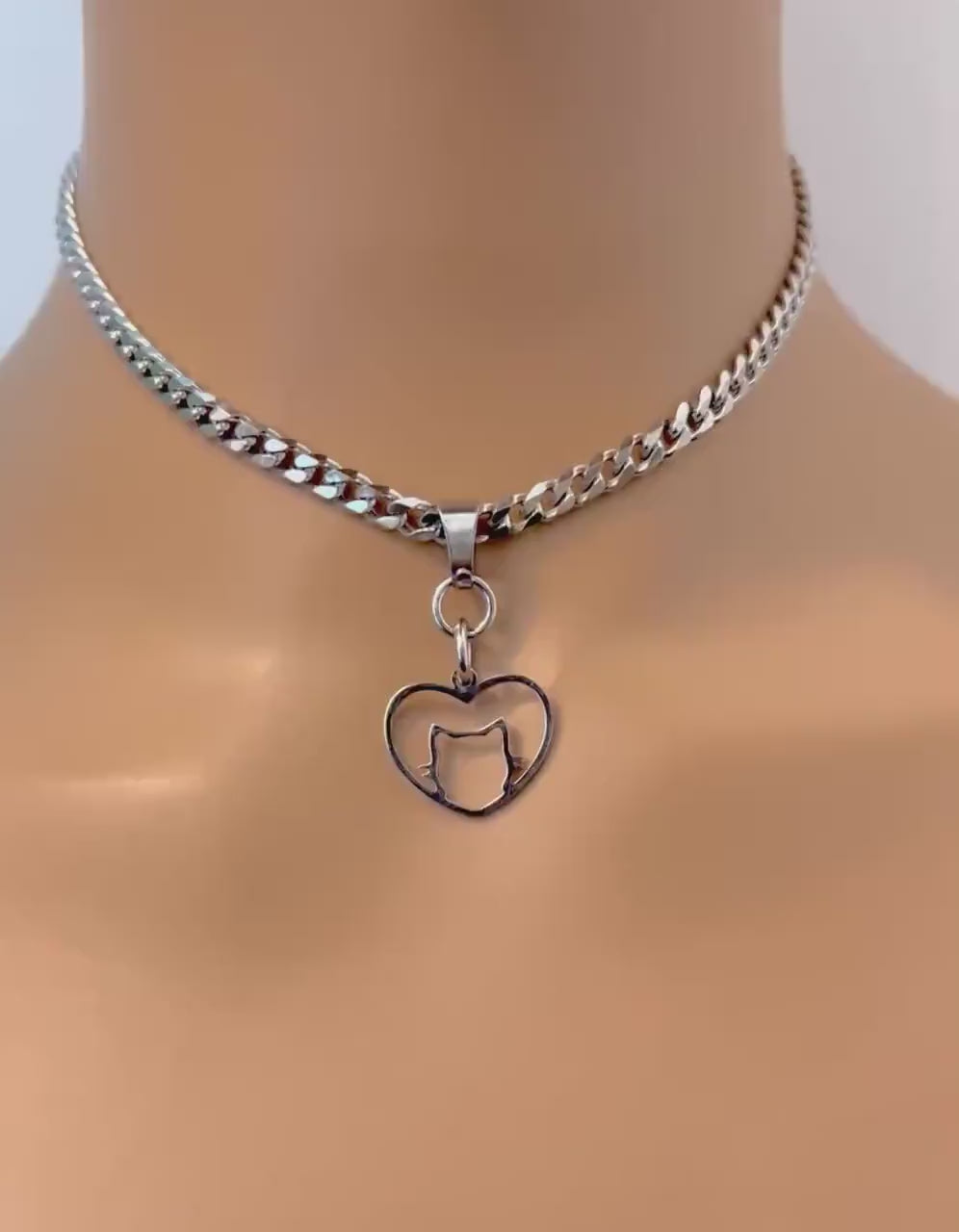 Kitten Sub Day Collar, Stainless Steel, Chain  24/7, Waterproof Lock Option