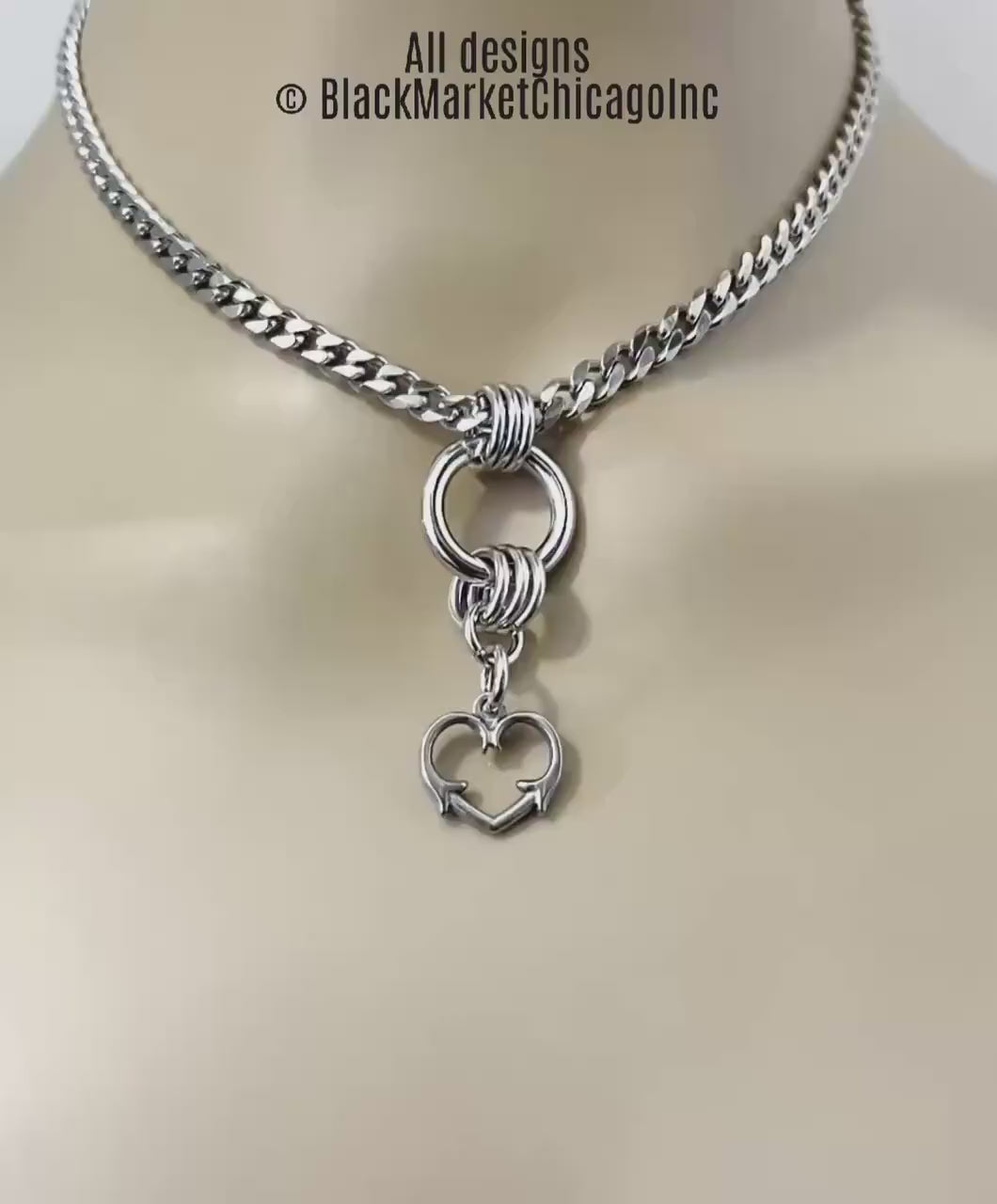 Day Collar, O-Ring & Thorny Heart, Stainless, 24/7 Lockable
