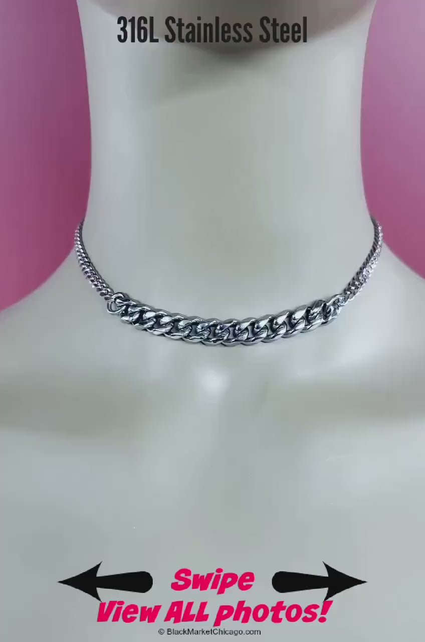 Symbolic Day Collar Necklace, 24-7 Waterproof, Permanent Clasp Option, Stainless Steel