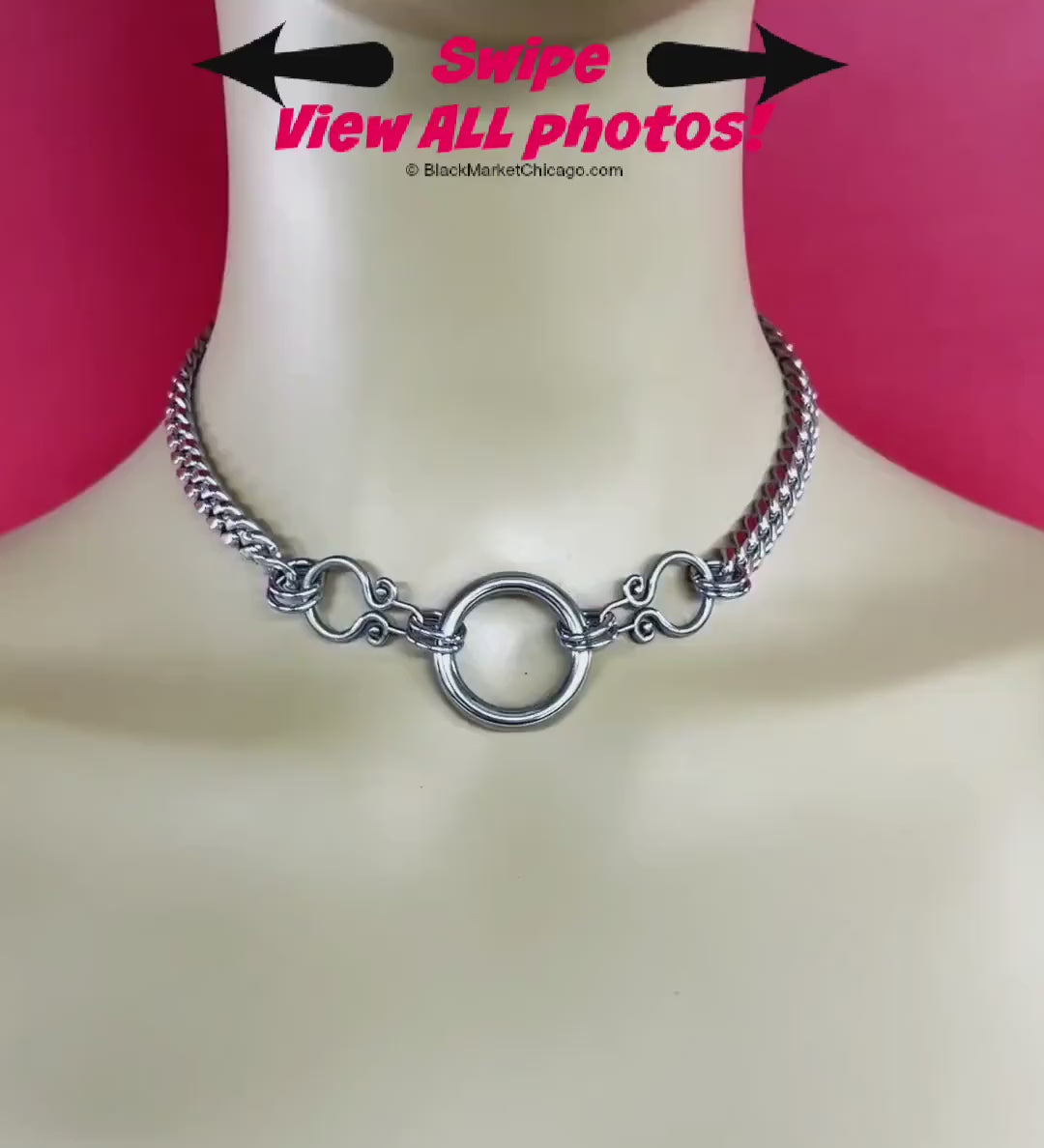 Goth Ring Day Collar, Stainless Steel, 24/7 Waterproof