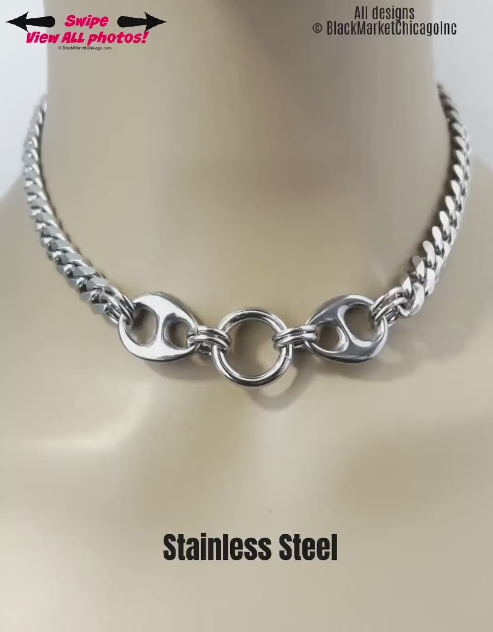 Discreet O-Ring Day Collar, 24-7,  All Stainless Steel