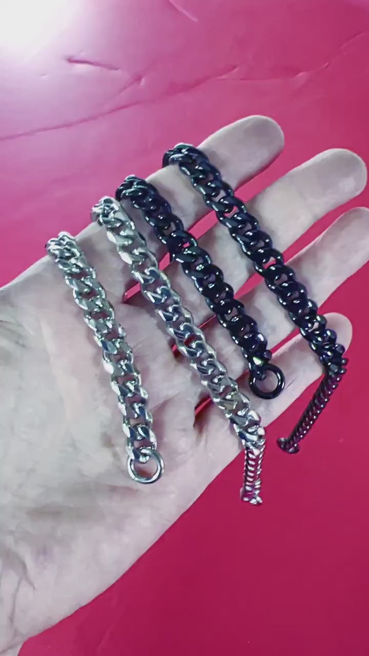 Stainless Steel Chain Black or Silver with End Rings