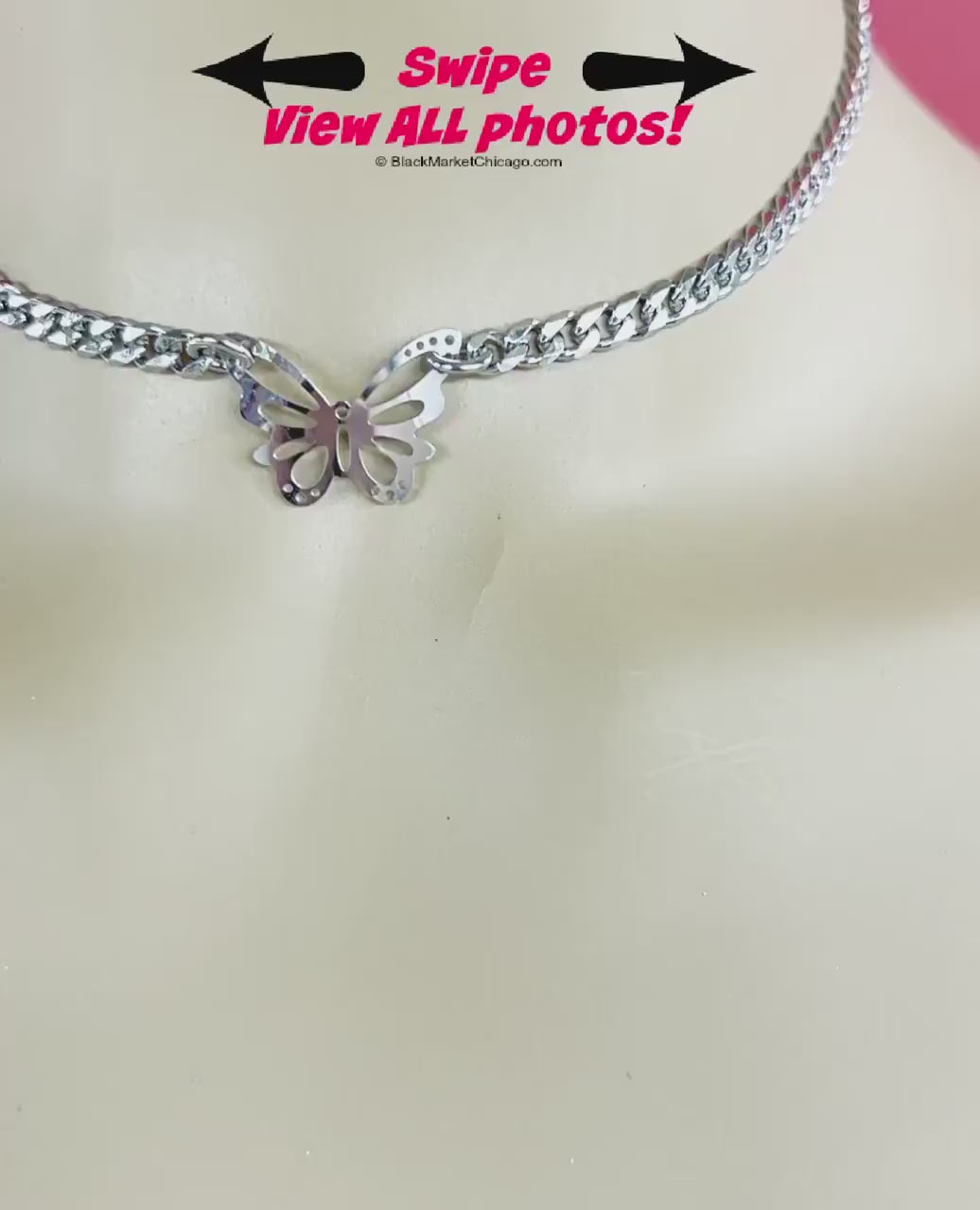 Sub Day Collar, 24/7 Lock Option, All Stainless Steel  Butterfly