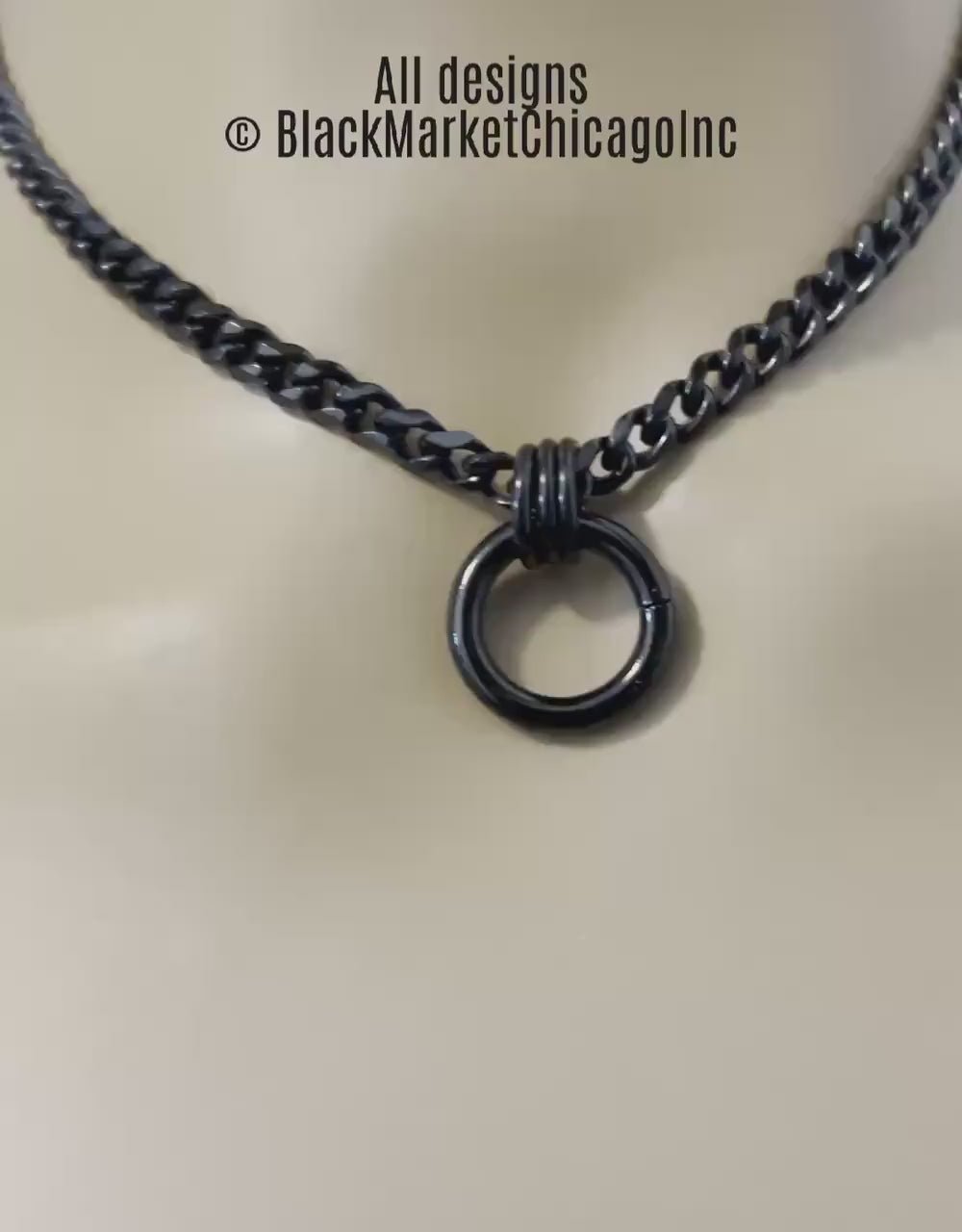 O-Ring Day Collar, Black Stainless Steel, Minimalist Discreet, 24-7 Wear