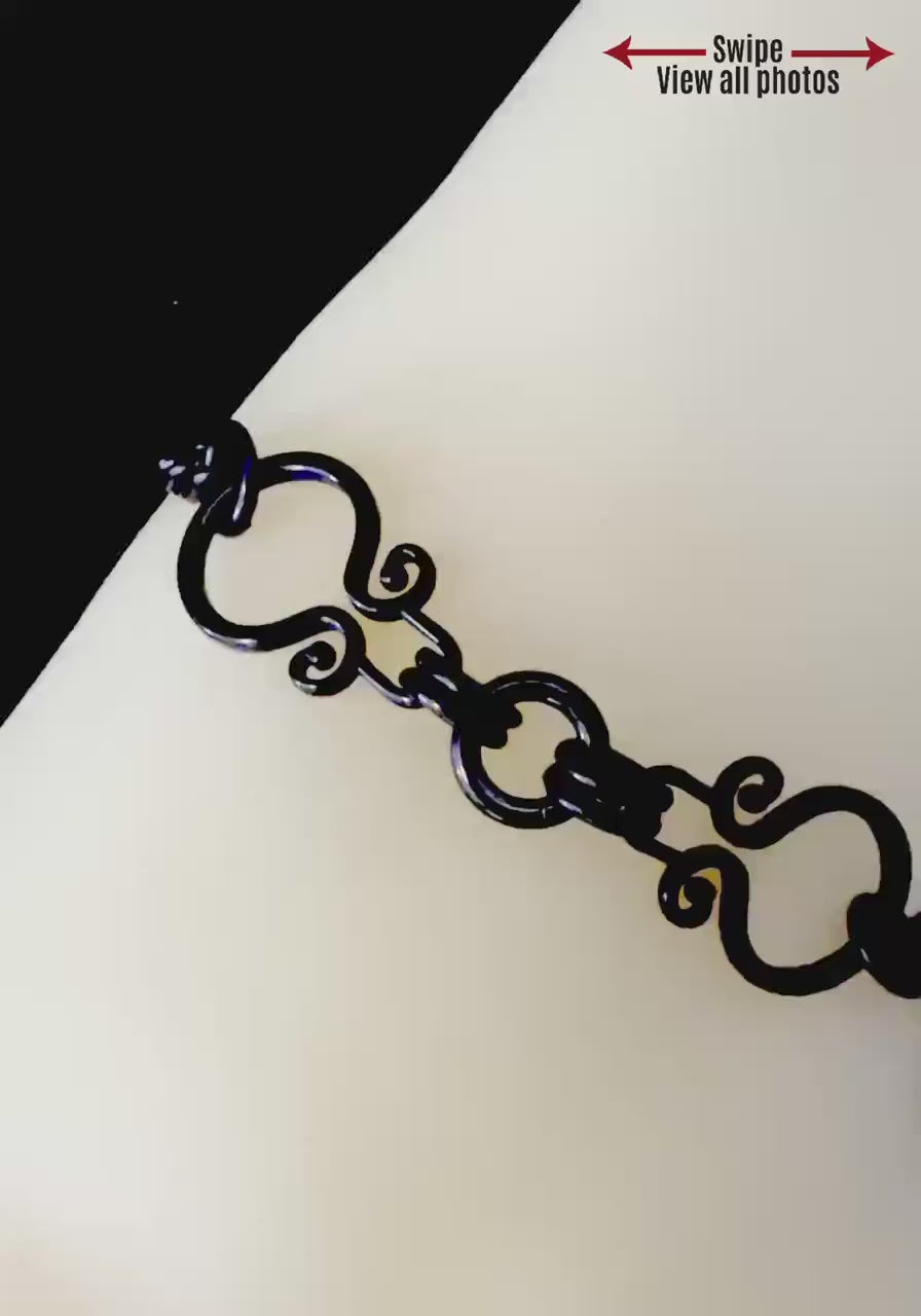 Goth Day Collar Ankle Bracelet, BLACK Stainless Steel, 24/7 Wearable, Permanent Locking Clasp Option