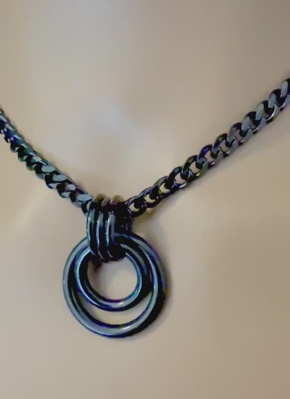 Sub Day Collar, BLACK Stainless Steel, Dual O-Rings 24-7, Curb Chain, Waterproof Lockable
